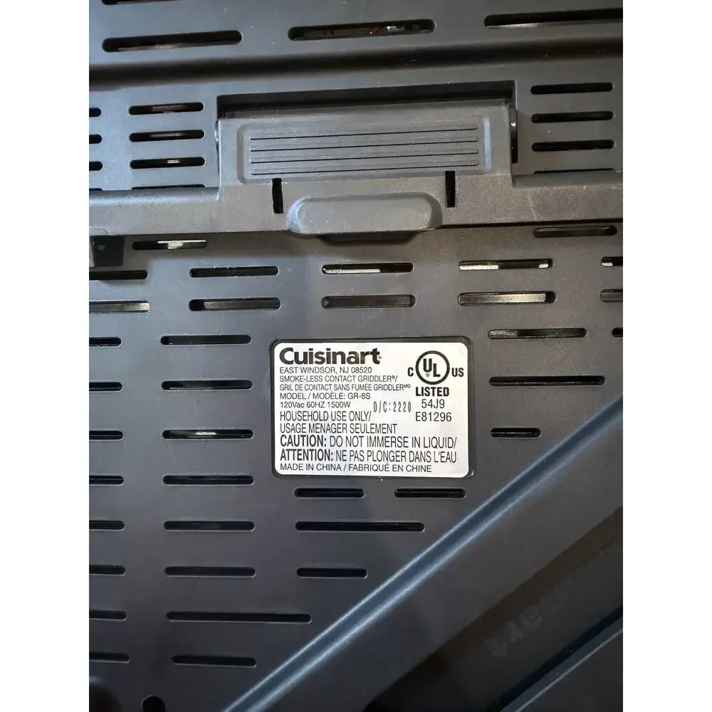 Cuisinart Smoke-Less Contact Griddler GR6 Panini Griddle Top